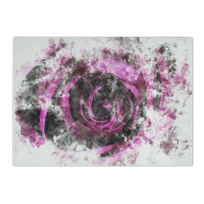 Tempered Glass Striking Purple Rose Chopping Board, 28.5 cm x 39 cm