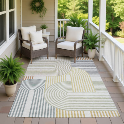 Machine Washable Indoor/Outdoor Chantille ACN2549 Mid-Century Modern Rug