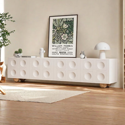 Creamy white simple solid wood TV cabinet