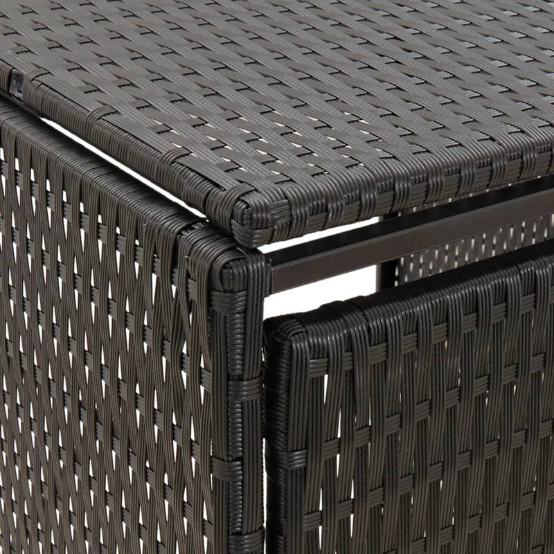 vidaXL Single Wheelie Bin Shed Black 27.6"x31.5"x46.1" Poly Rattan, Black