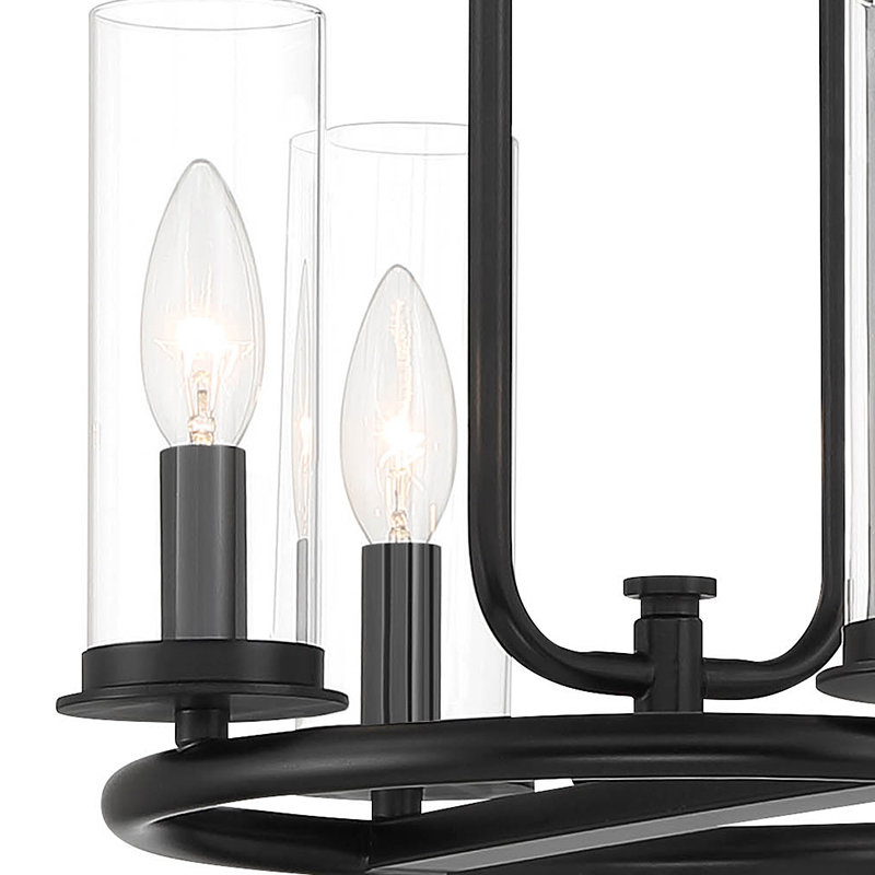 4 - Light Candle Style Pendant, Matte Black