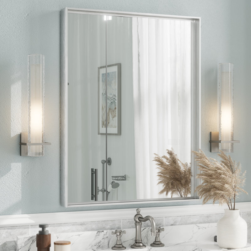 Miroir mural Aevar, 36 po x 28 po, Argent brossé