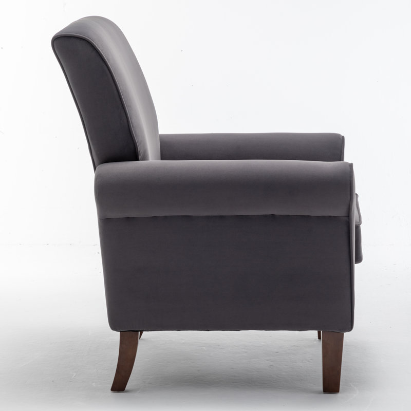 Kentin Velvet Armchair, Gray 100% Polyester