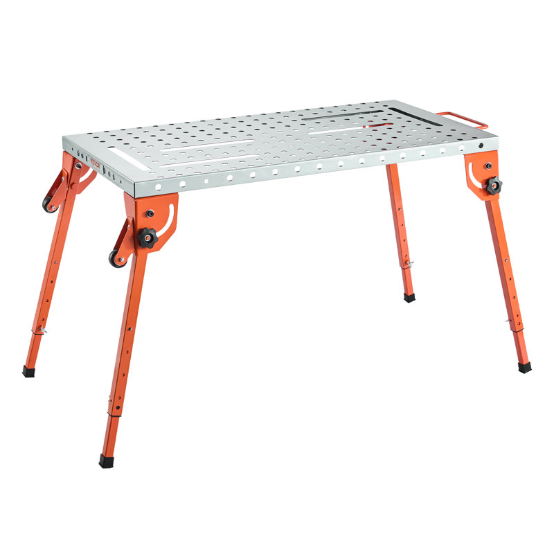 Welding Table 44" x 21" 500LBS Folding Workbench with 4-Level Adjustable Height