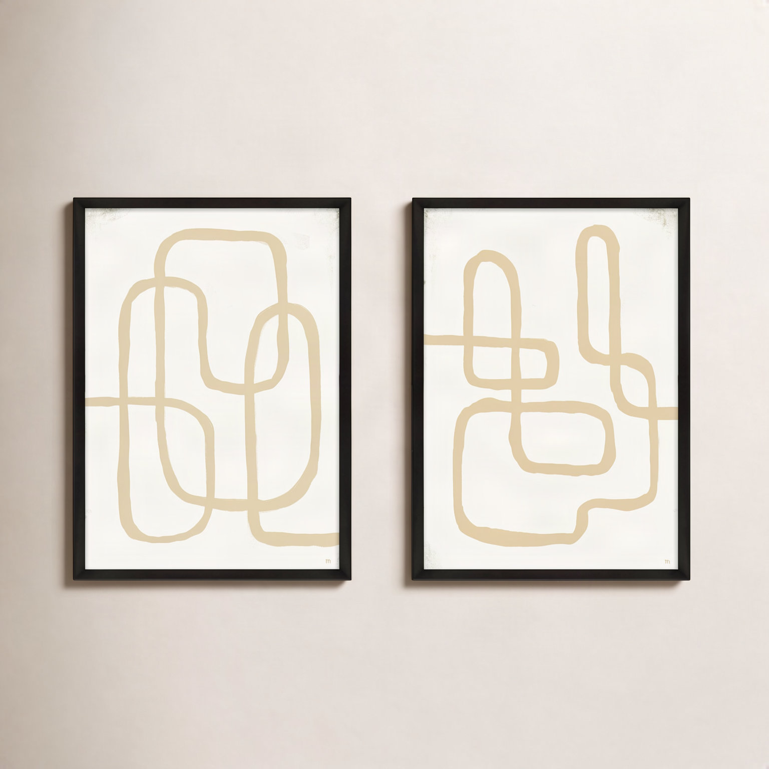 Line Works In White by StudioM, 50" H x 70" W x 1.25" D, Black Framed Paper
