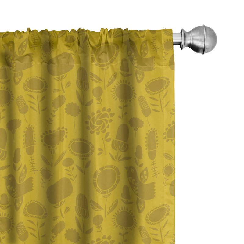 Botanical Semi-Sheer Rod Pocket Curtain Panels, 28" x 63"