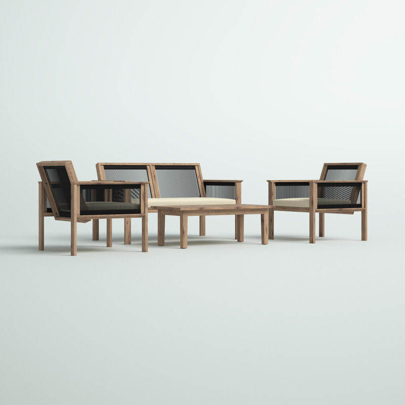 Ensemble de conversation avec canapé et coussins 4 pièces Amatullah