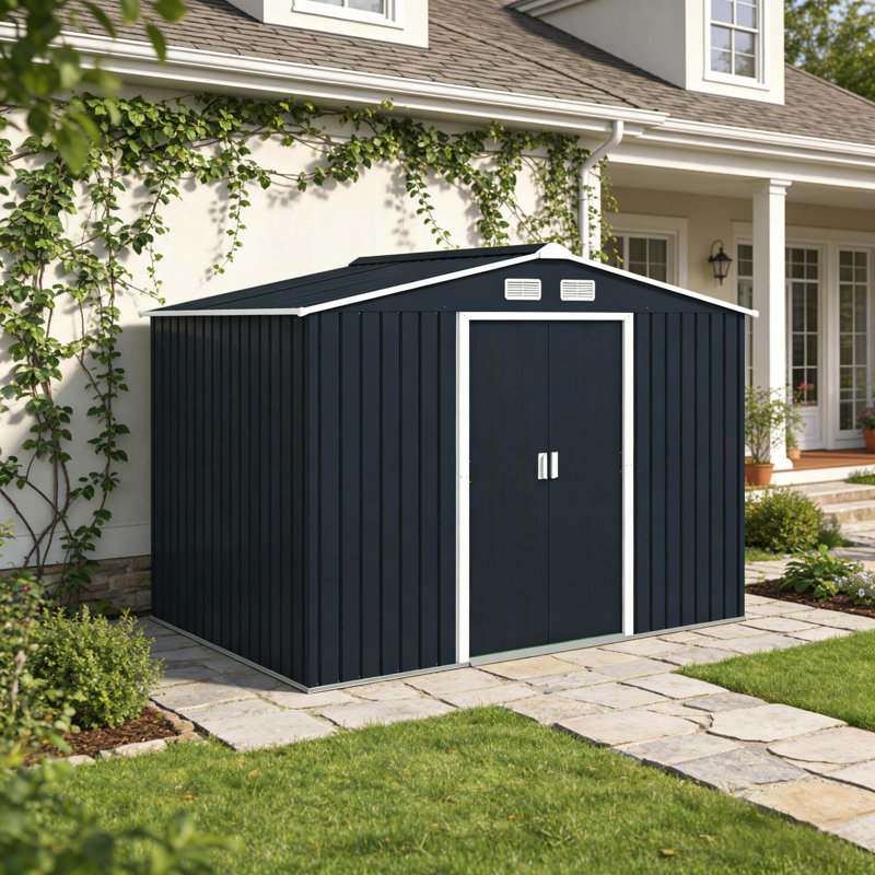 Remises en acier durable, design contemporain, rangement extérieur spacieux