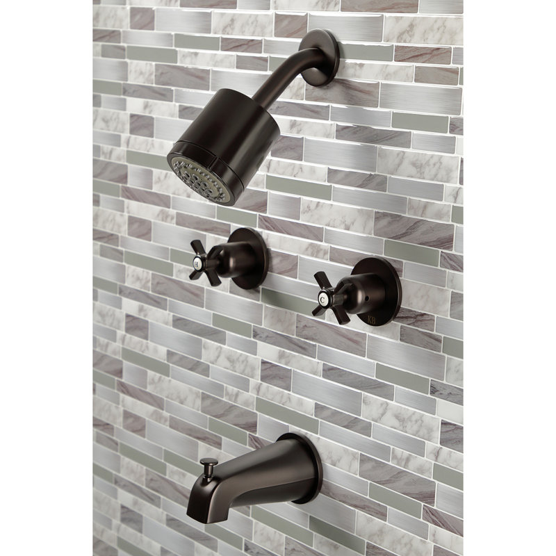 Kingston Brass Millennium Double-Handle Tub and Shower Faucet, Oil Rubbed Bronze