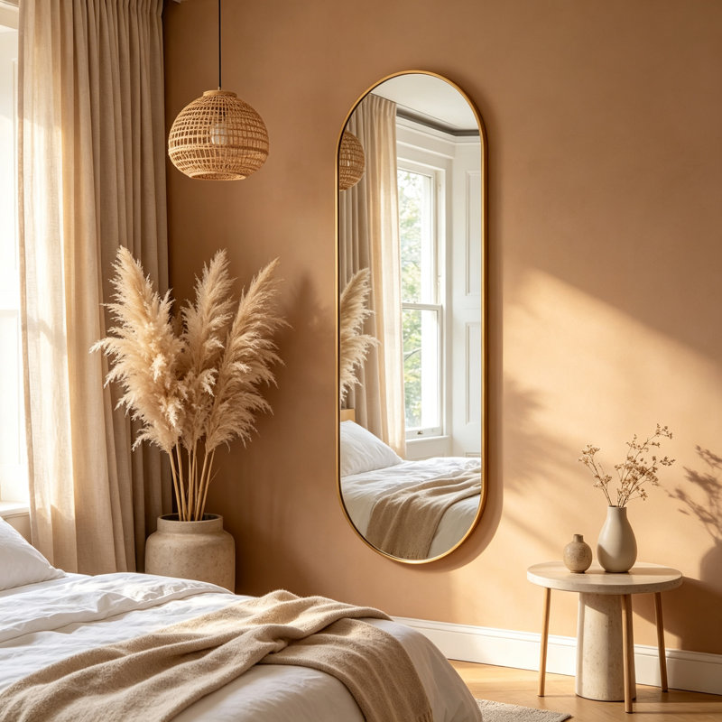 Miroir mural ovale pleine longueur, H 65 po x l 22 po