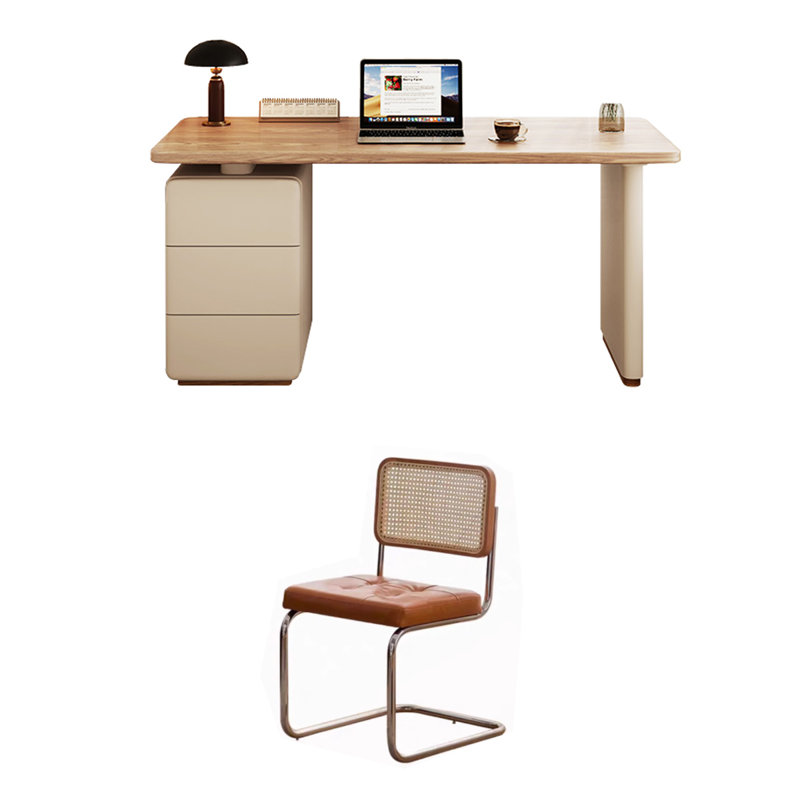 Bureau minimaliste moderne de couleur crème, H 29,53 po x l 47,24 po x P 23,62 po