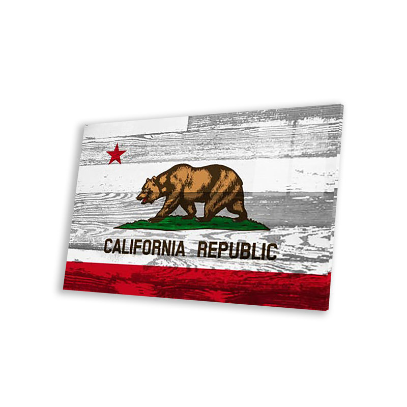 Drapeau de l'État de Californie sur panneaux de bois, impression sur verre acrylique, H 24 po x l 16 po x P 0,25 po