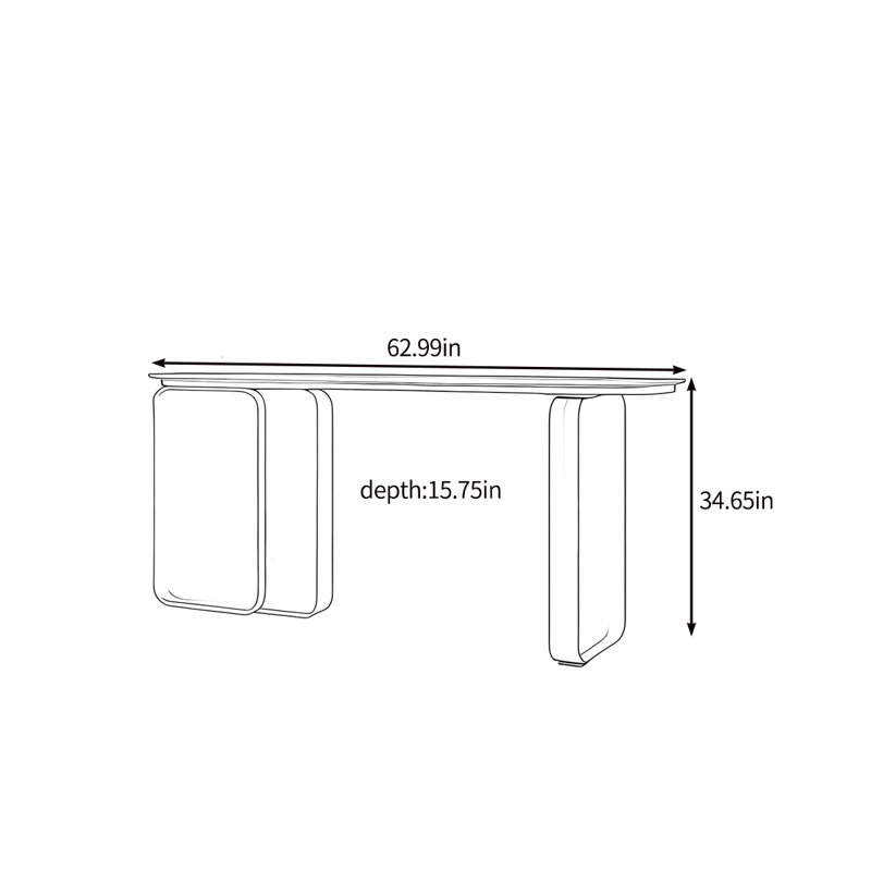 Simple Luxury Console Table, 34.65" H x 62.99" W x 15.75" D, Black