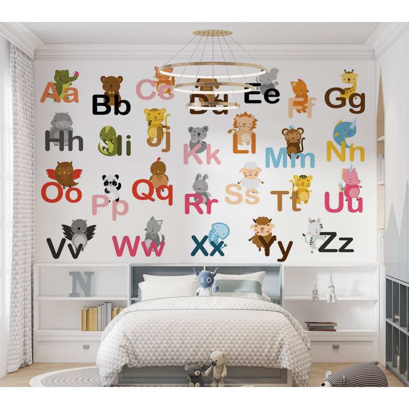 Murale pelez et collez de qualité supérieure - Alphabet animal, L 108 po x l 150 po