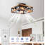Ventilateur de plafond encastré antique classique avec lumière réversible à 6 vitesses CC carré noir mat-130156630