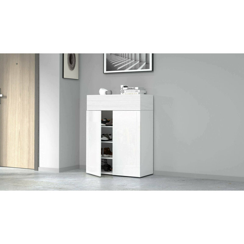 15 Pair Shoe Storage Cabinet, White