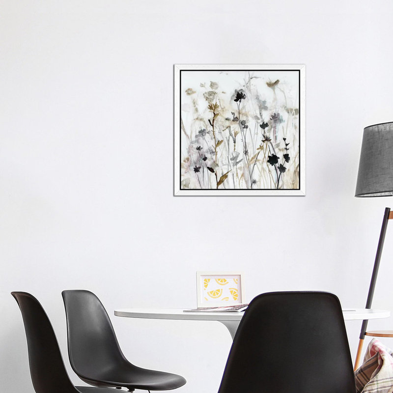 Wildflower Mist I by Carol Robinson - Painting on Canvas, 45.72 cm H x 45.72 cm W, White Floater Framed
