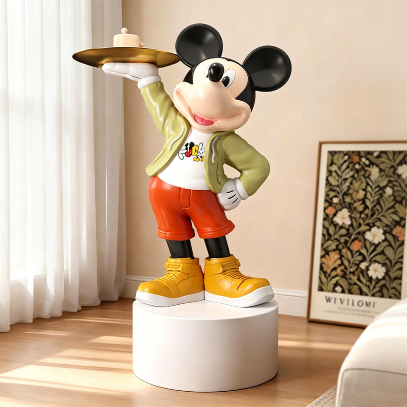 Personnage de dessin animé noir classique en forme de souris, objet décoratif en résine, H 39,37 po x L 24,02 po x l 15,75 po