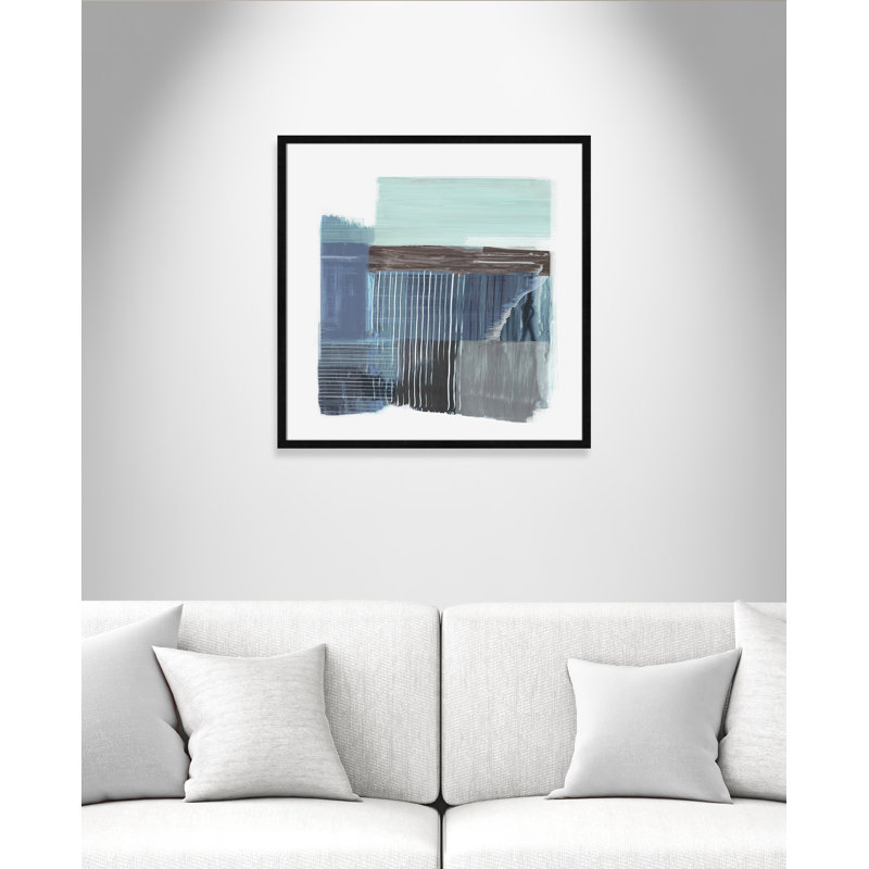 «Brushwork in Calm Tones I Print» par PI Studio, 27.5'' W x 27.5'' H, Framed Print, Black Woodgrain