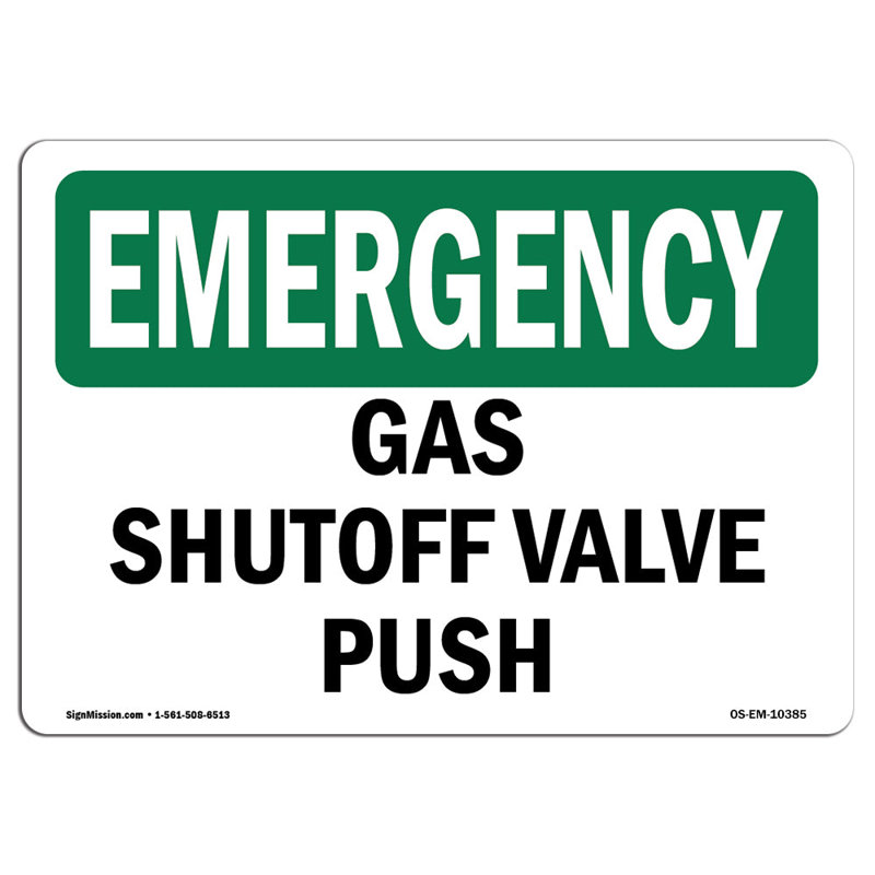 Plaque d'arrêt d'urgence à gaz, H 18 po x l 24 po x P 0,1 po