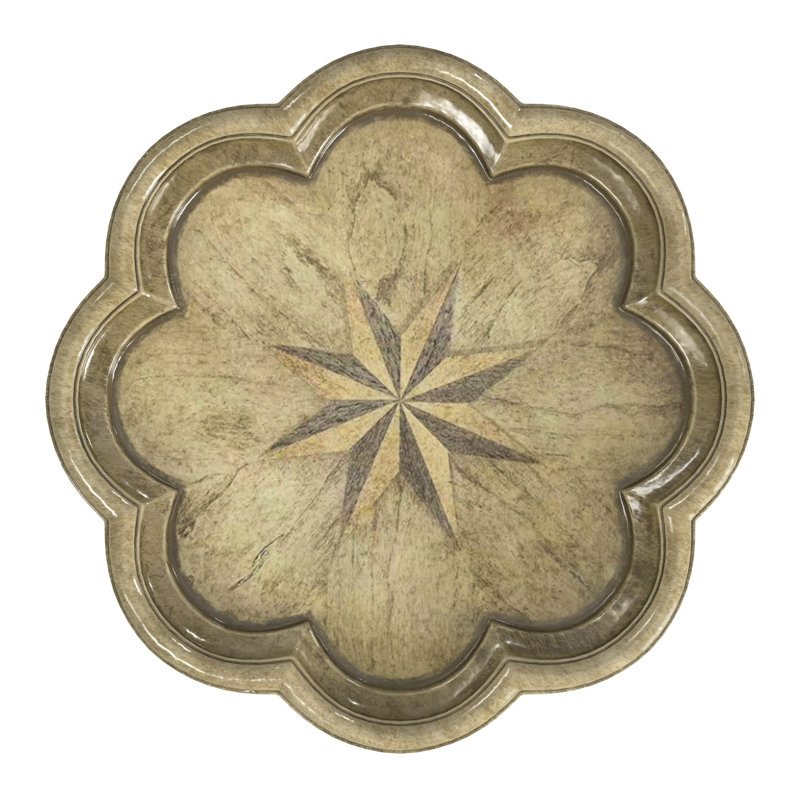 Whitman Scalloped Edge Side Table, Antique Beige