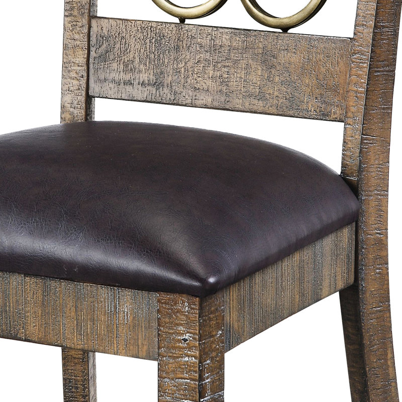2 chaises d'appoint de salle à manger en cerisier vieilli et noir - dossier ouvert, siège rembourré en mousse pour plus de confort, dossier en 2, siège en similicuir, rembourrage