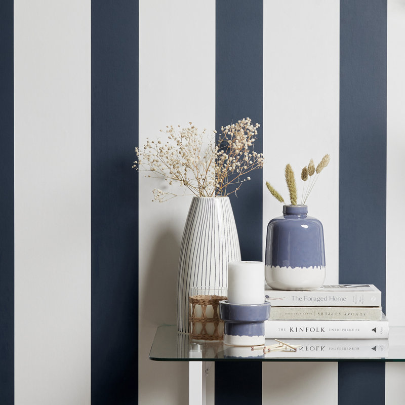 Tiago Blue Stripe Wallpaper