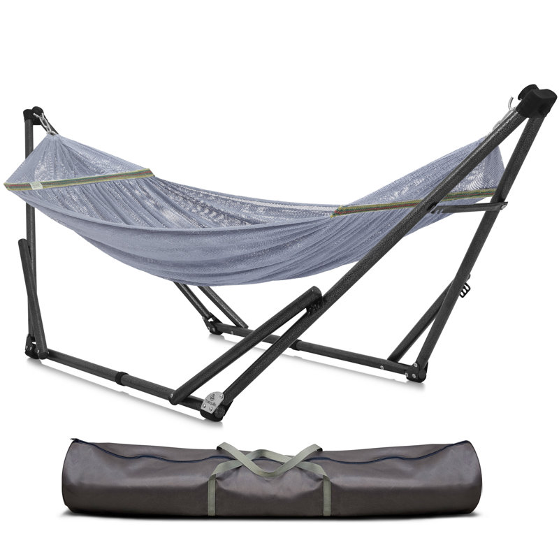  Hamac Uniki, support de hamac pliable instantané des années 30, hamac portatif d'une capacité de 550 lb, support robuste avec garantie de 3 ans, conception révolutionnaire sans vis, sac de transport de qualité supérieure inclus, gris