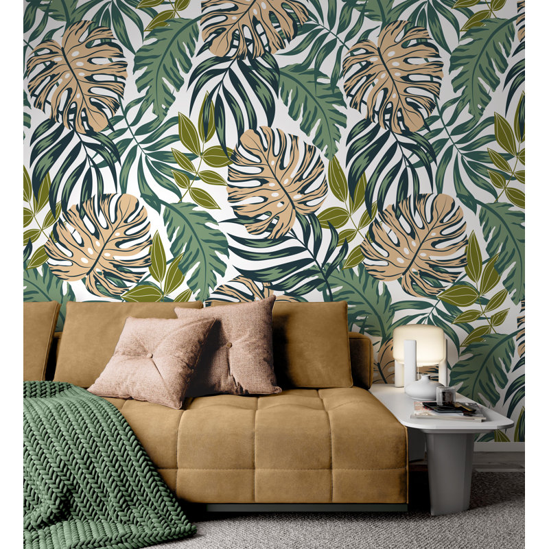 Tropical Leaves Summer Wallpaper, 37.92" L x 57" W