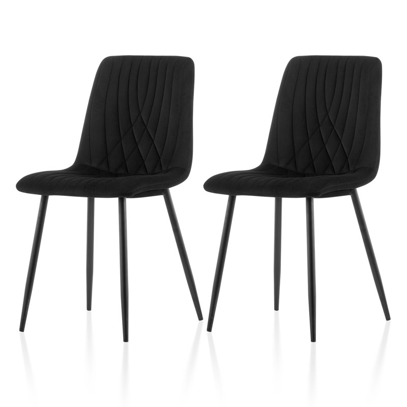 50cm H Velvet Upholstered Metal Side Chair, Black