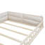 Lit plateforme tapissier double avec garde-corps et coussin Beige