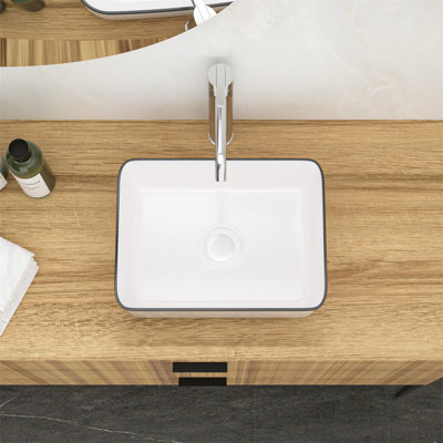 MONSFEST 12'' Ceramic Rectangular Bathroom Sink