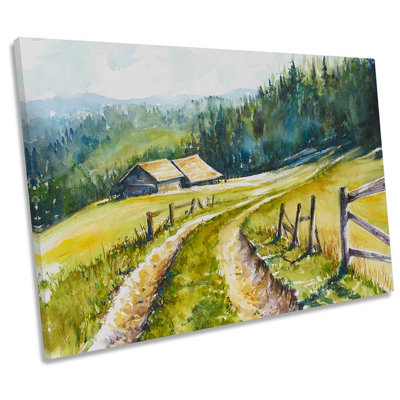 Rural Countryside Landscape Framed - Wrapped Canvas Print