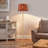 62.5" Farmhouse Faux Wood Floor Lamp With Rattan Shade