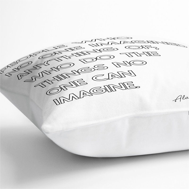 No One Imagined Alan Turing Square Throw Cushion, White, 55cm H x 55cm W x 20cm D