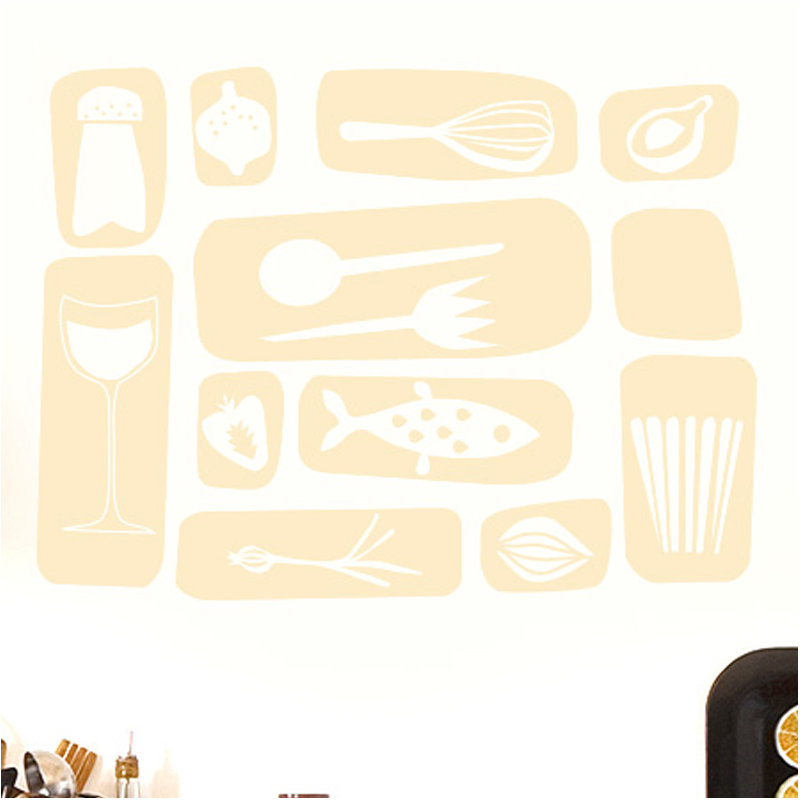 Kitchen Symbols Wall Sticker, Beige, Large