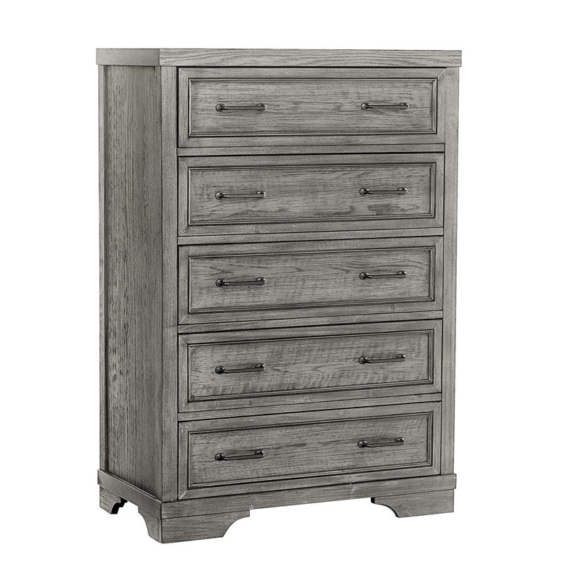 Commode 5 tiroirs Danbury, Étain brossé