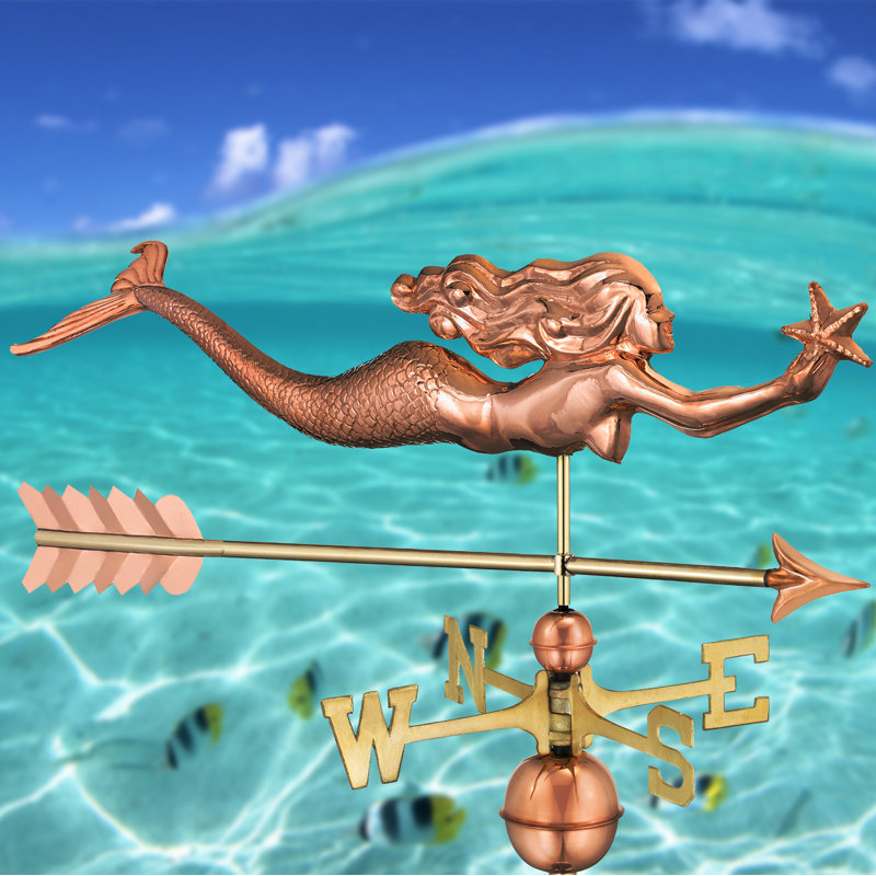 29'' H Metal Nautical & Beach Weathervane, Polished Copper