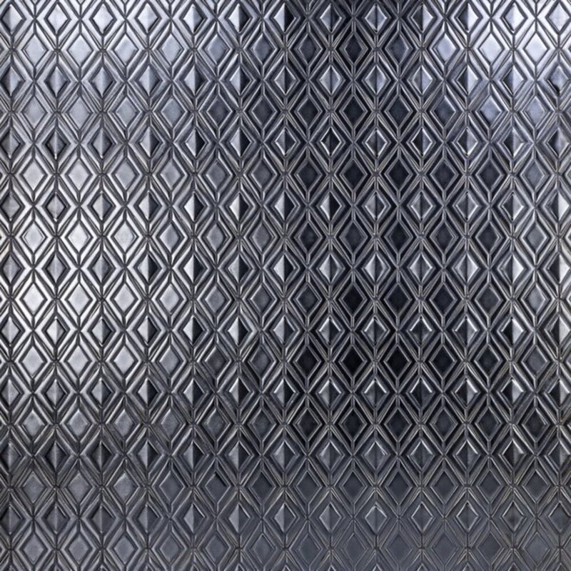 Nabi Jewel 3D Glossy Glass Mosaic Tile, Gunmetal Gray