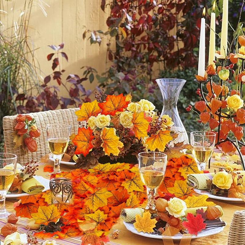 Pmu Thanksgiving Autumn Leaf Assortment Artificial Fall Leaves Decor Harvest Coloured (50/pkg) Pkg/1