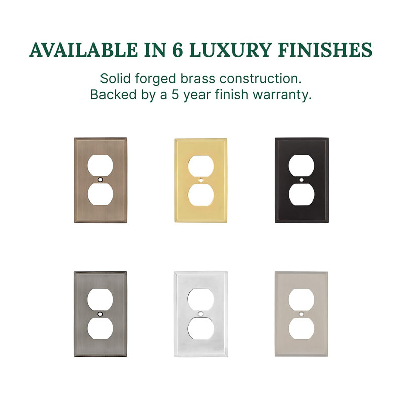 New York 1-Gang Duplex Outlet Wall Plate, Satin Nickel
