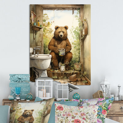 Bears Bathroom Break 1 - Toilette, art mural en métal