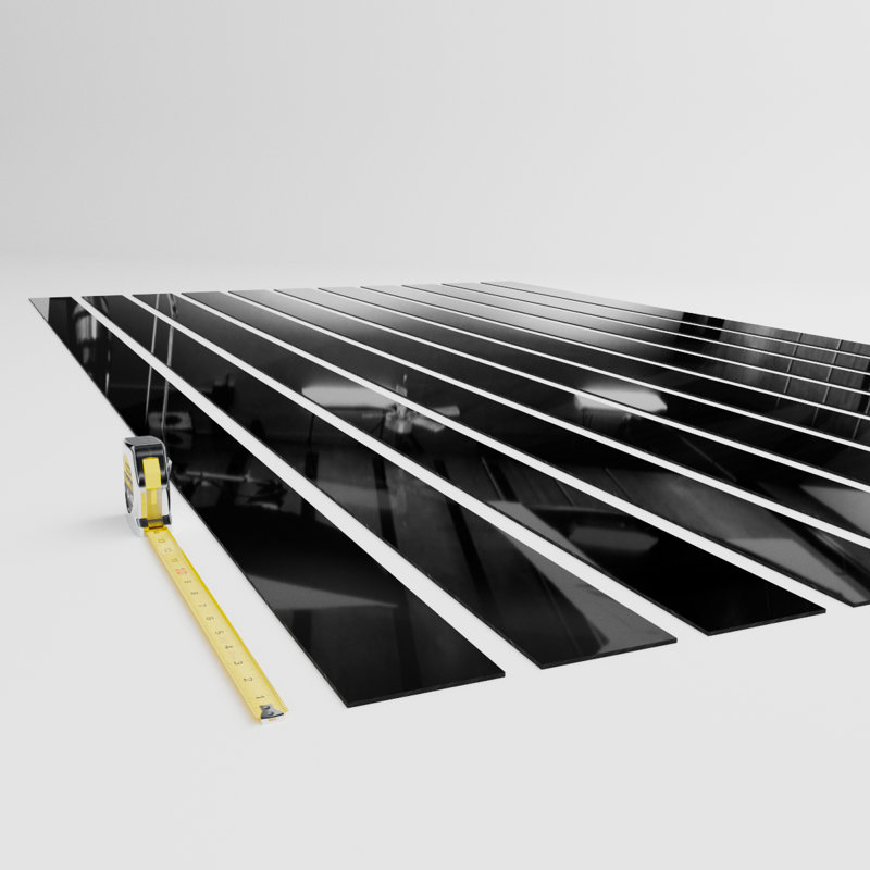 Adjustable Acrylic Slat Wall Panel Kit w/ 4"W Slats, Black, 94" H x 44" W