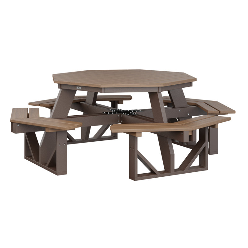 Berlin Gardens Ada Octagon Picnic Table, Antique Mahogany Top/Chocolate Brown Base