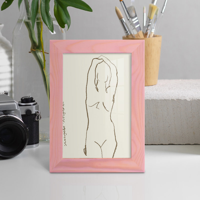 Toi et moi I, impression sur papier, H 7 po x l 5 po x P 1 po, Encadré rose
