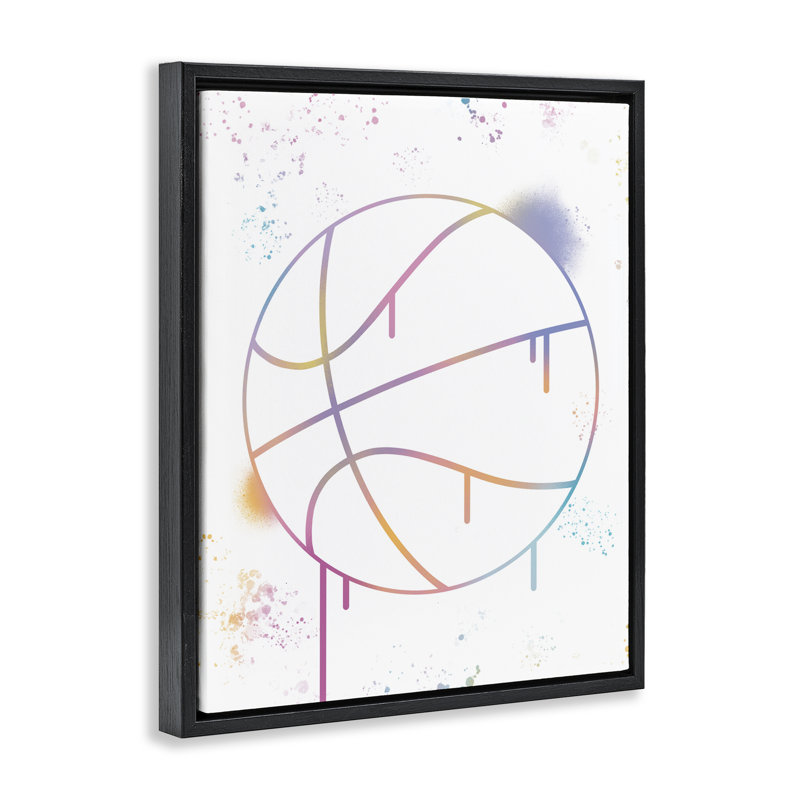 Cadre flottant Graffiti Basketball Drip, design par Marcus Prime, Cadre flottant noir de jais, H 21 po x l 17 po