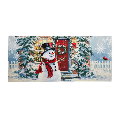 Winter Christmas Snow Place Like Home Sassafras 22 in. x 10 in. Non-Slip Outdoor Door Mat