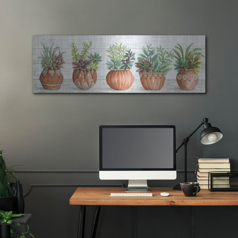 «Terracotta Pots I» par Cindy Jacobs, H 16 po x l 48 po