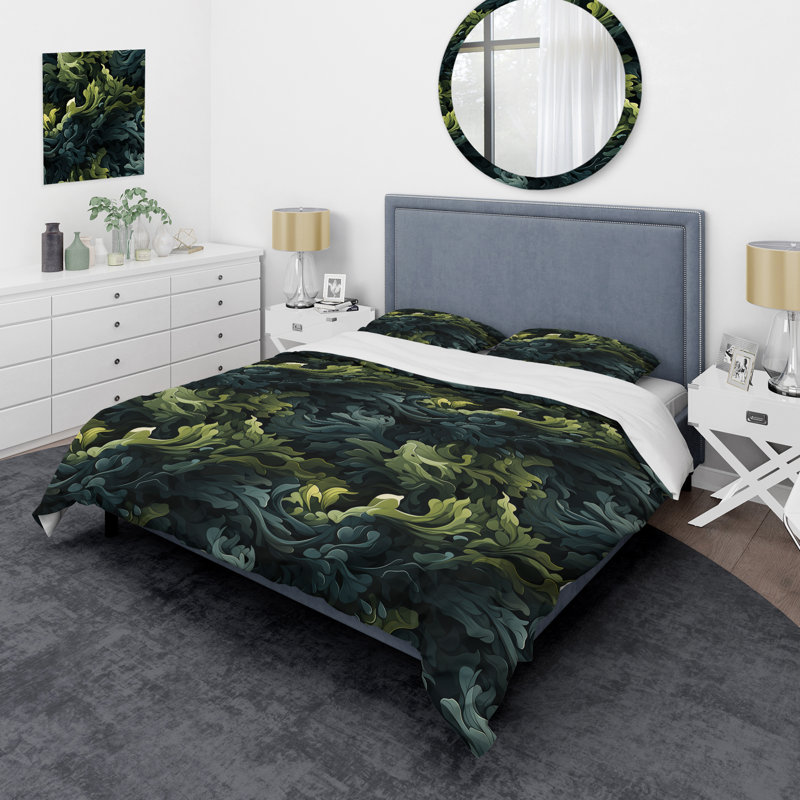Enchanted Camo Illusion I - Ensemble de housse de couette à motif abstrait, Housse de couette simple + 1 taie décorative stan