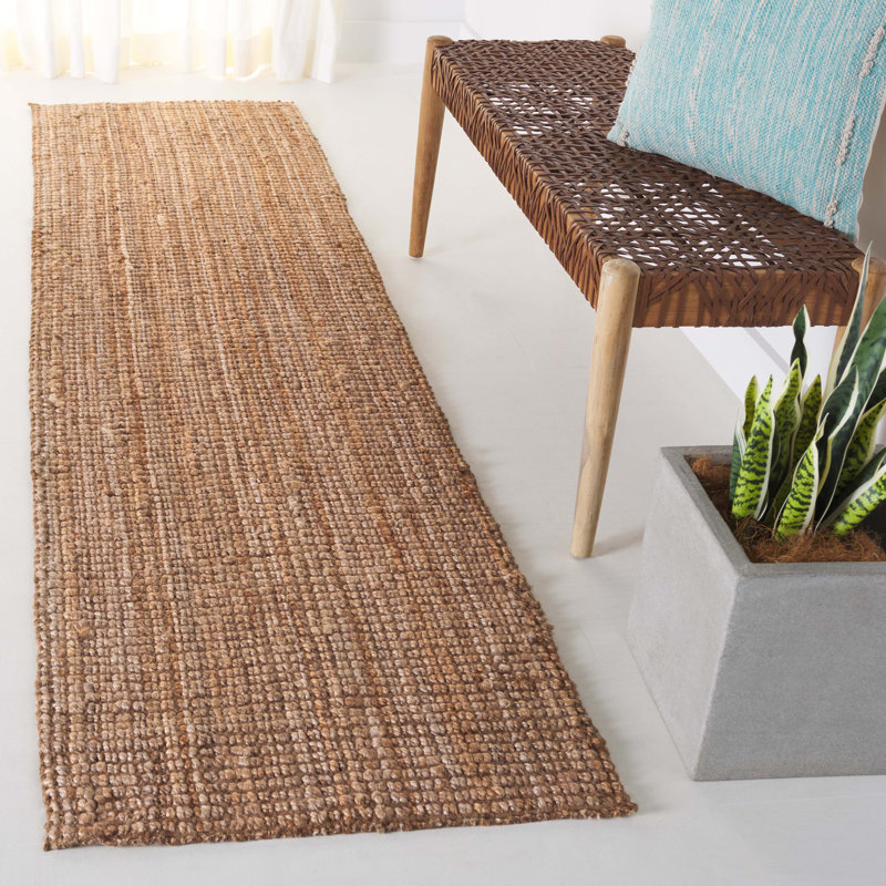 Tapis en jute tissé à la main Calidia, Tapis de couloir 2 pi 3 po x 9 pi